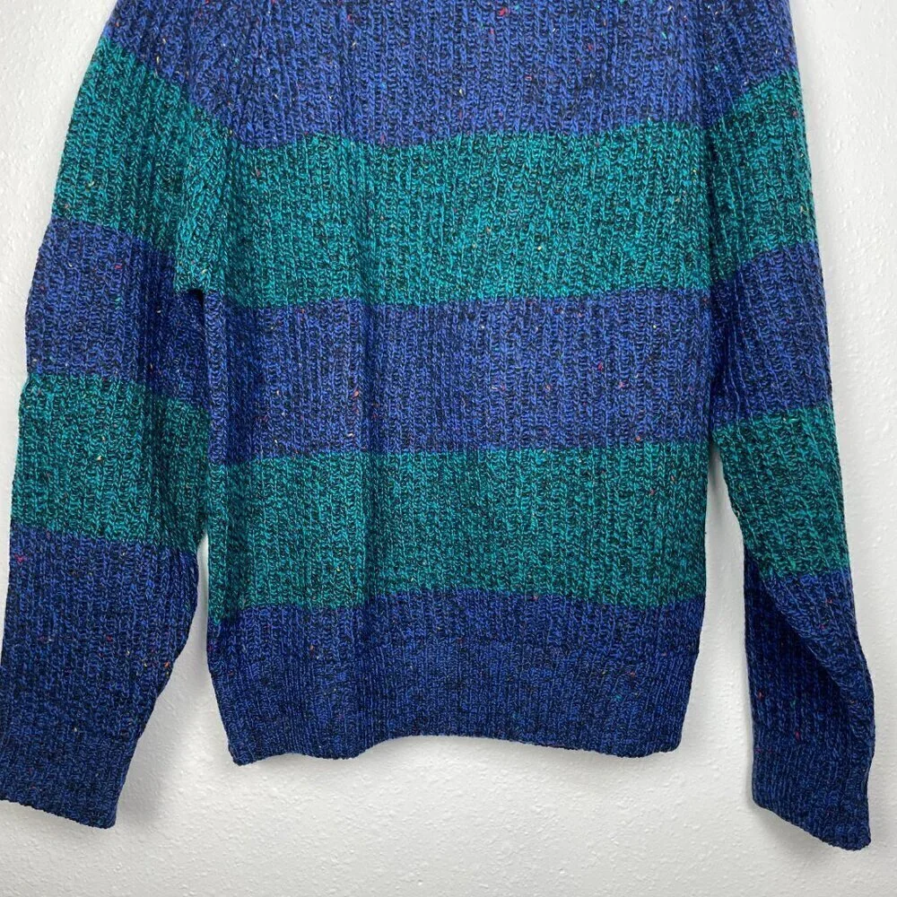 VTG Woodward Shop 100% British Wool Colorblock Striped Knit Sweater Size: XL